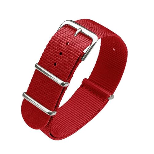 InOmak Outdoor Sport Watch Band 16/18/20/24mm Nylon Canvas Uhrengürtel, Rot, 20mm von InOmak