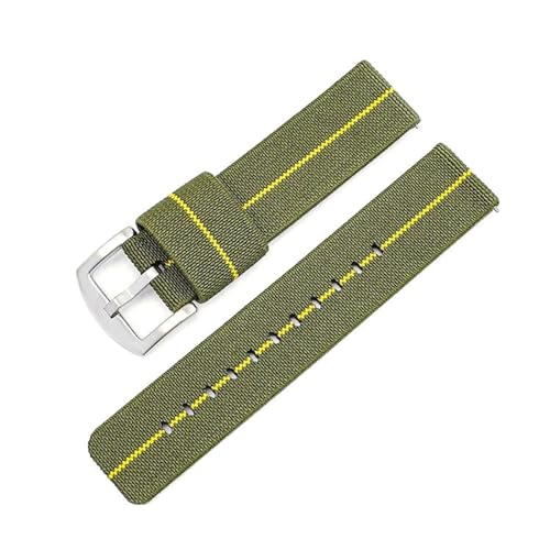 InOmak Schnellveröffentlichung Canvas Watch Armband 18-24mm NATO Watch Band, Armee grün-gelb, 20mm von InOmak