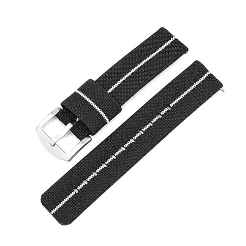 InOmak Schnellveröffentlichung Canvas Watch Armband 18-24mm NATO Watch Band, Schwarz-Weiss, 18mm von InOmak