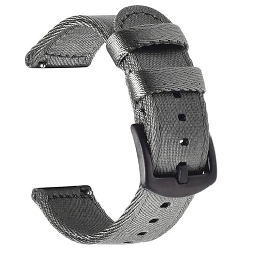 InOmak Schnellveröffentlichung Nylon Watchband 18-24mm Canvas Watch Armband, Grau schwarz, 24mm von InOmak
