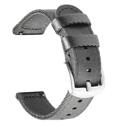 InOmak Schnellveröffentlichung Nylon Watchband 18-24mm Canvas Watch Armband, Grausilver, 22mm von InOmak