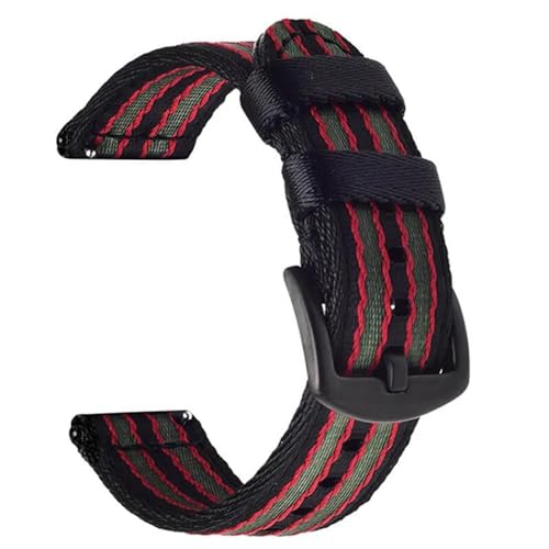 InOmak Schnellveröffentlichung Nylon Watchband 18-24mm Canvas Watch Armband, Schwarz Rotschwarz, 22mm von InOmak