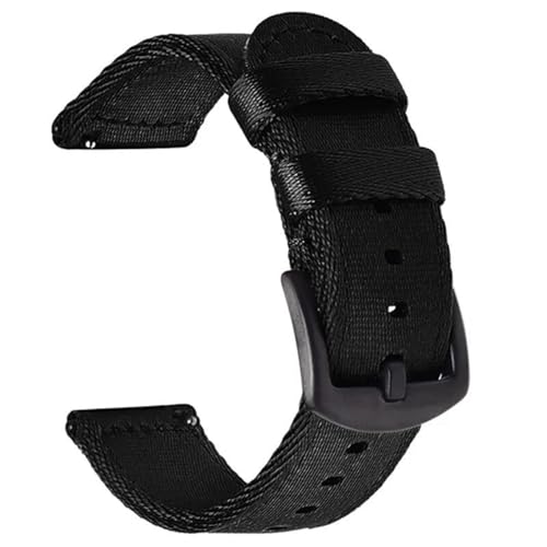 InOmak Schnellveröffentlichung Nylon Watchband 18-24mm Canvas Watch Armband, Schwarz Schwarz, 24mm von InOmak