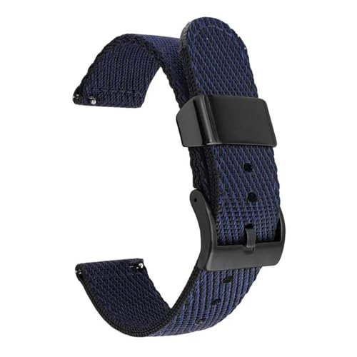 InOmak Weaven Nylon Watch Band 18-24mm NATO Uhr Bänder, Blau Schwarz, 18mm von InOmak