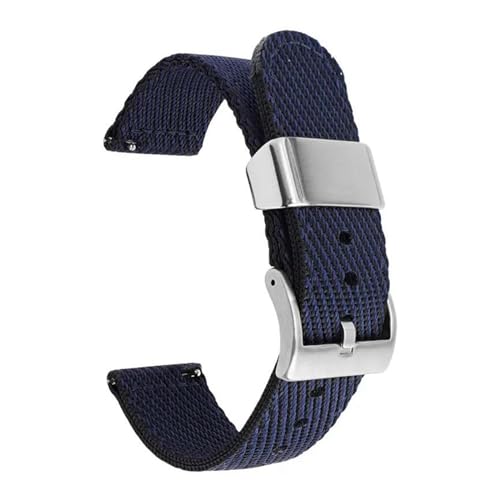 InOmak Weaven Nylon Watch Band 18-24mm NATO Uhr Bänder, Blau Silber Typ 2, 20mm von InOmak