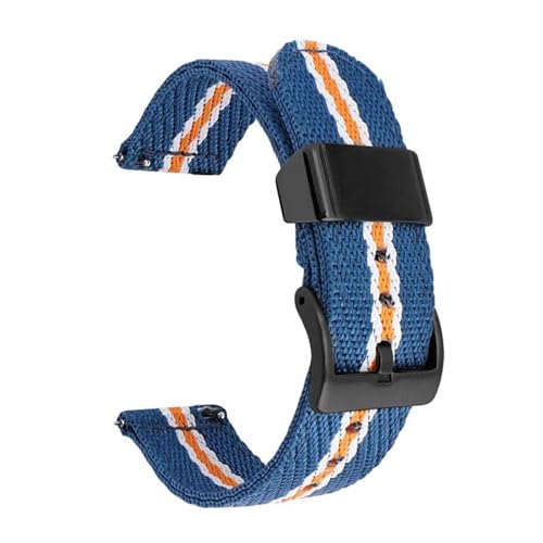 InOmak Weaven Nylon Watch Band 18-24mm NATO Uhr Bänder, Blau weiß schwarz, 22mm von InOmak