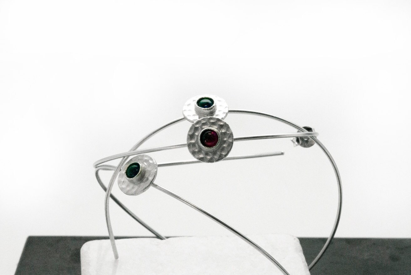 Große Sterling Silber Creolen Crystal Dot Minimalist Schmuck von InSantorini