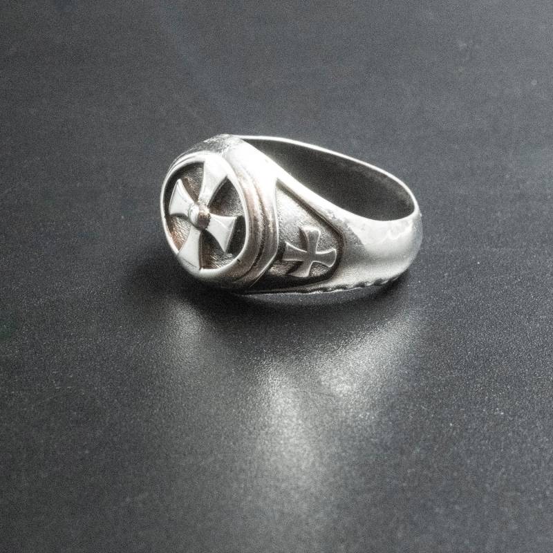 Malteser Kreuz Chevalier Ring Für Männer, Sterling Silber Siegelring, Templerkreuz Handgemachter Ring, Schmuck Geschenk Ihn, Unisex von InSantorini