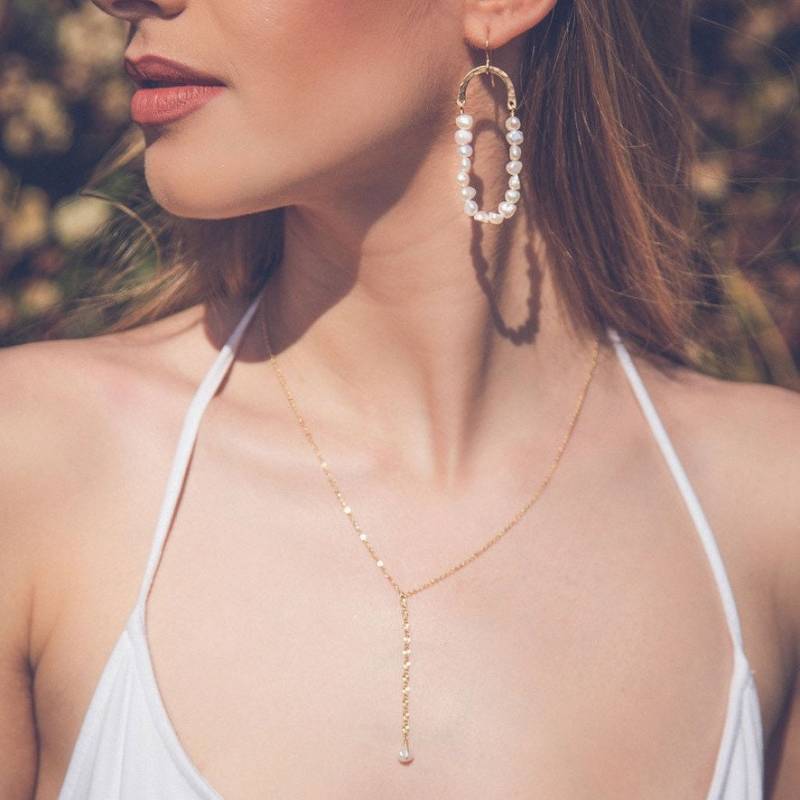 Pearl Lariat Collier/Gold Filled, Hochzeit Halskette, Brautschmuck von InSituJewelry