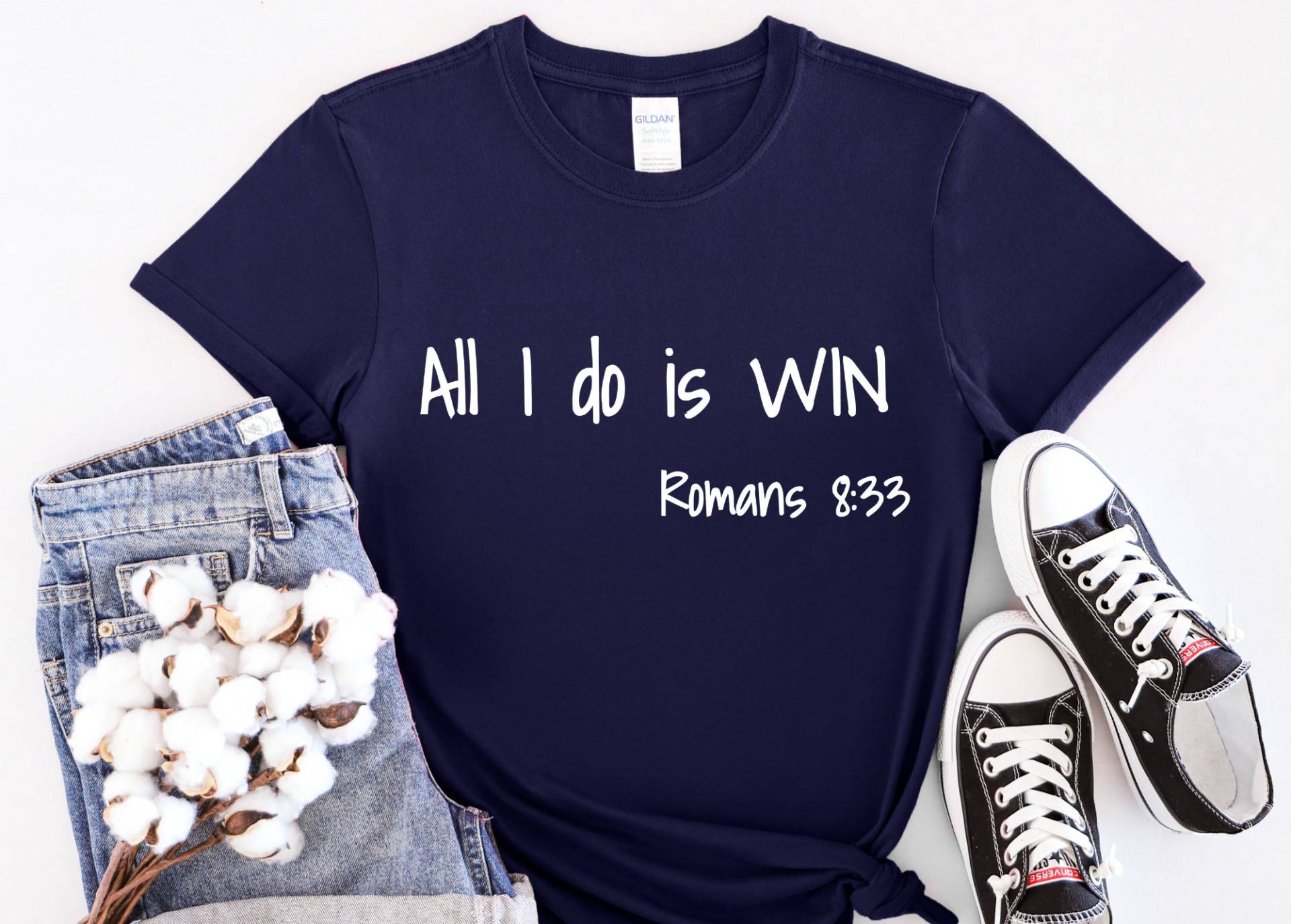 Christian Shirt All I Do Is Win Roman 8 33 Inspirational Bibel Vers Glaube Basiert Kurzarm 100 Baumwolle T-Shirt Christian Shirt All I Do Is Win Roman 8 33 Inspirational Bibel Vers Glaube Basiert Kurzarm 100 Baumwolle T-Shirt von InSpiritProducts