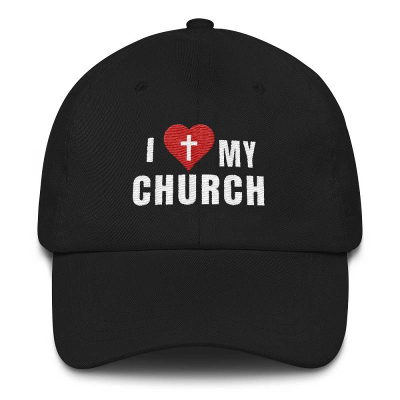I Love My Church Hat Bestickte Baumwolltwill-Mütze von InSpiritProducts
