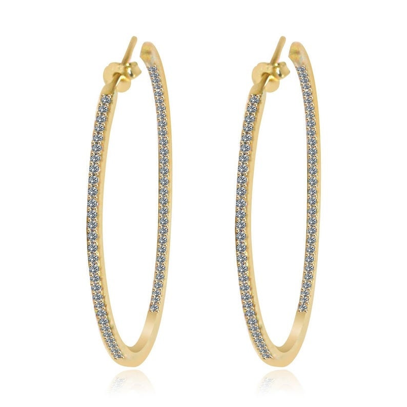2" Pave Vvs Cubic Zirkonia Cz Insideoutside Double Vision 14K Gelbgold Plating Eternity Hoops Ohrringe-Leichtgewicht von InStyleczJewelry