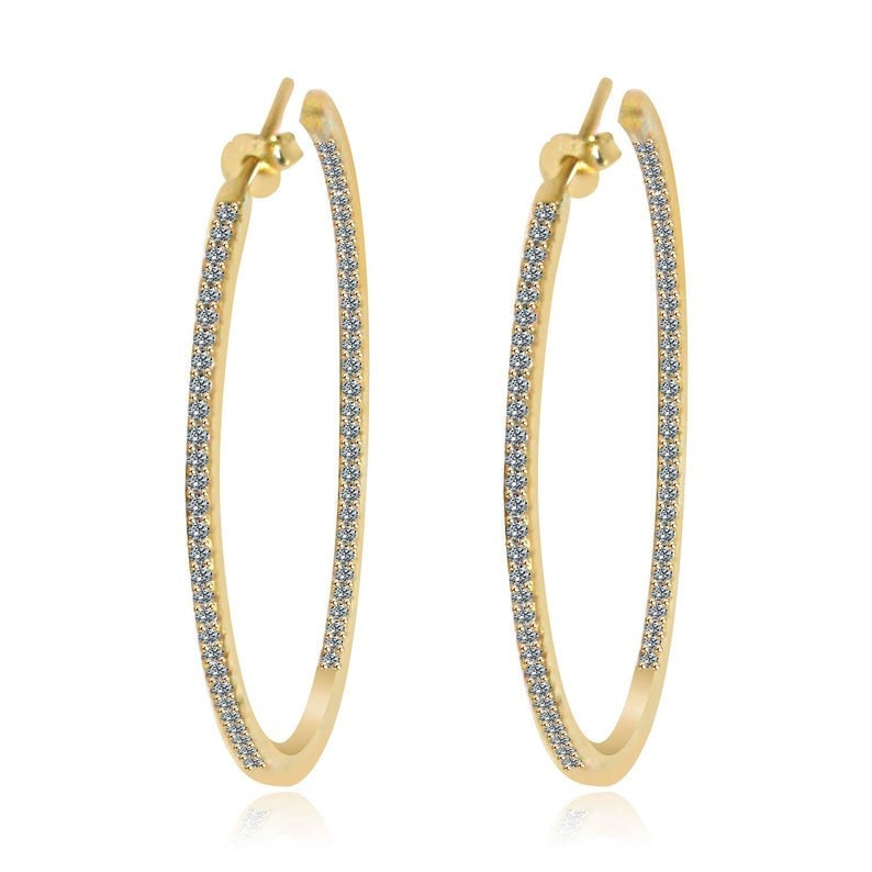2" Pave Vvs Cubic Zirkonia Cz Insideoutside Double Vision 14K Gelbgold Plating Eternity Hoops Ohrringe-Leichtgewicht von InStyleczJewelry