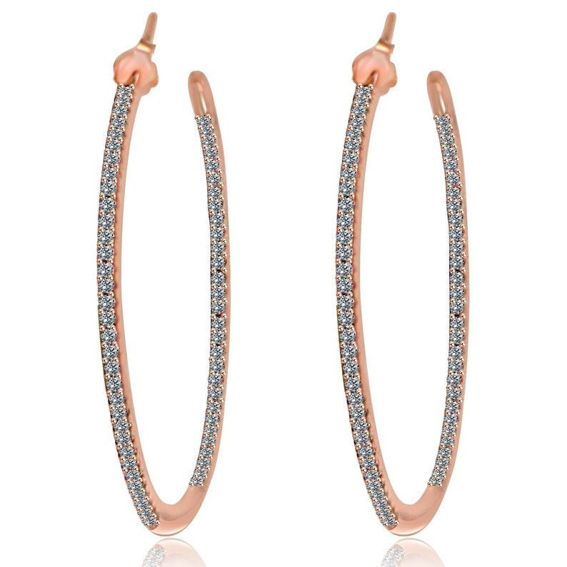 2" Pave Vvs Cubic Zirkonia Cz Insideoutside Double Vision 14K Rose Gold Plating Eternity Hoops Ohrringe-Leichtgewicht von InStyleczJewelry