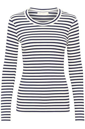 InWear Damen Dagnaiw Striped Ls T-Shirt, Whisper White/Midnight Magic, Large von InWear