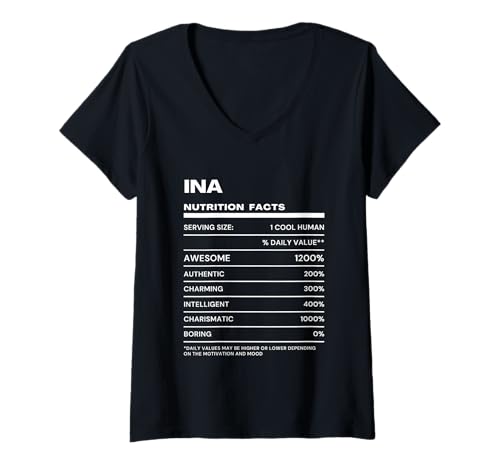 Damen Ina Durchschnittliche Nährwerte Name Lustig T-Shirt mit V-Ausschnitt Damen Ina Durchschnittliche Nährwerte Name Lustig T-Shirt mit V-Ausschnitt von Ina Nutrition Facts Name Funny Birthday