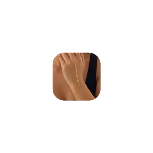 Handkette Armband zierliches Ringarmband Handkette 14k Gold Edelstahl Fingerring Armband Sommer Verstellbar Strass Ring Armband Handkette Trendiges Armarmband Oberarm für Frauen Boho, 7.08 in, Handkette Armband zierliches Ringarmband Handkette 14k Gold Edelstahl Fingerring Armband Sommer Verstellbar Strass Ring Armband Handkette Trendiges Armarmband Oberarm für Frauen Boho, 7.08 in, von Inactwin