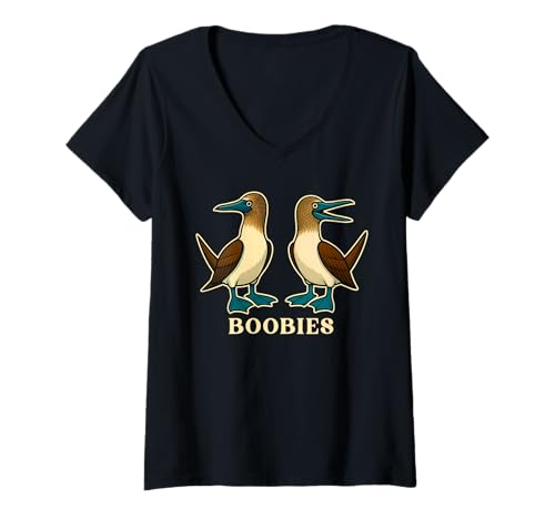 Damen Vogelbeobachtung, Blaue Füße, unangemessene Vogelbeobachtung T-Shirt mit V-Ausschnitt von Inappropriate Bird Watchers