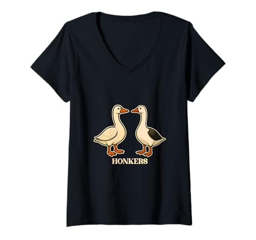 Damen Vogelbeobachtung Honkers Gans Unangemessene schmutzige Vogelbeobachtung T-Shirt mit V-Ausschnitt Damen Vogelbeobachtung Honkers Gans Unangemessene schmutzige Vogelbeobachtung T-Shirt mit V-Ausschnitt von Inappropriate Bird Watchers
