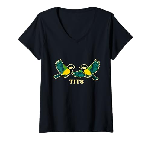 Damen Vogelbeobachtung Kohlmeise Unangemessene Dirty Bird Birding T-Shirt mit V-Ausschnitt Damen Vogelbeobachtung Kohlmeise Unangemessene Dirty Bird Birding T-Shirt mit V-Ausschnitt von Inappropriate Bird Watchers
