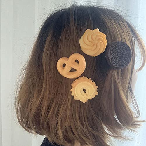 Inateannal 7er-Pack seitliche Haarspangen für Styling-Salon, Simulation, Kekse, Muster, lustige Haarspangen, Cartoon-Haarnadeln, Haarschmuck für Frauen und Mädchen von Inateannal