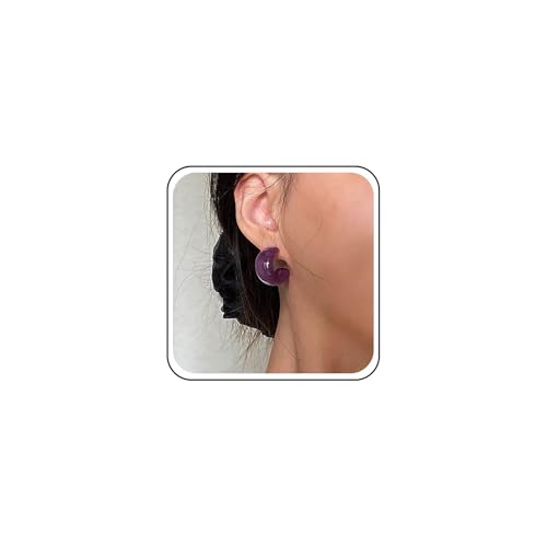 Inateannal Acryl Reif Ohrstecker Breite Acryl Reif Ohrringe Lila Harz C Form Ohrring Offen Harz Erklärung Geometrie Ohrring Schmuck Für Frauen von Inateannal