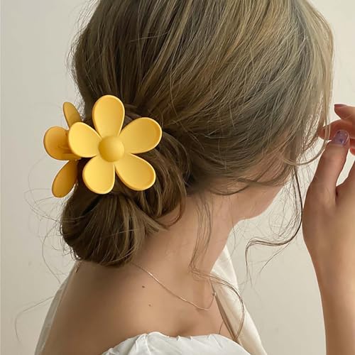 Inateannal Große Blumenhaarspangen Süßigkeiten Acryl Riesige Krallenklammer Matte Blume Haarschmuck Gelb Niedliche Haarspange Kopfclip Für Frauen Und Mädchen von Inateannal
