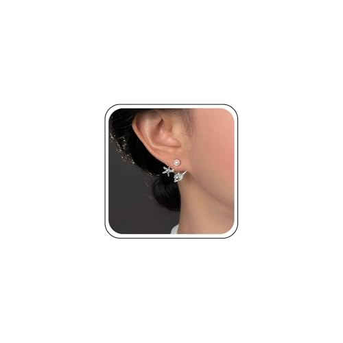 Inateannal Bohème Perle Seestern Muschel Ohrringe Kleine Perle Ohr Jacke Ohrringe Silber Seestern Muschel Ohrring Sommer Strand Ohrring Schmuck Für Frauen von Inateannal