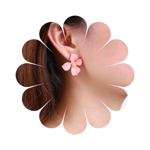 Inateannal Boho Blume Ohrringe Rosa Blume Ohrstecker Vintage Matte Blume Ohrringe Acryl Blütenblatt Ohrringe Hochzeit Blütenblatt Ohrringe Schmuck Für Frauen Und Mädchen von Inateannal