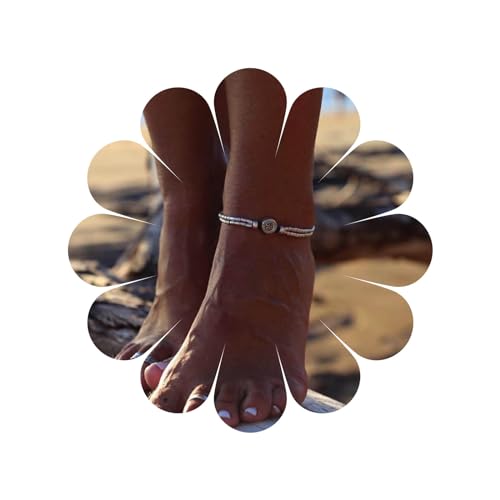 Inateannal Boho Disc Fußkettchen handgefertigt geflochtenes Seil geschichtet, verstellbar Perlen-Fußkettchen Sommer Strand Fußkette Schmuck für Frauen und Mädchen von Inateannal