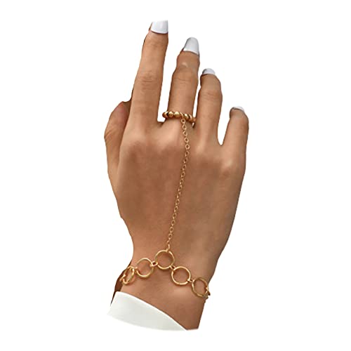 Inateannal Boho Fingerring Armband Goldperlen Ring Armband Handkette Sklavenarmband O Ring Handgeschirr Zubehör für Frauen Mädchen von Inateannal