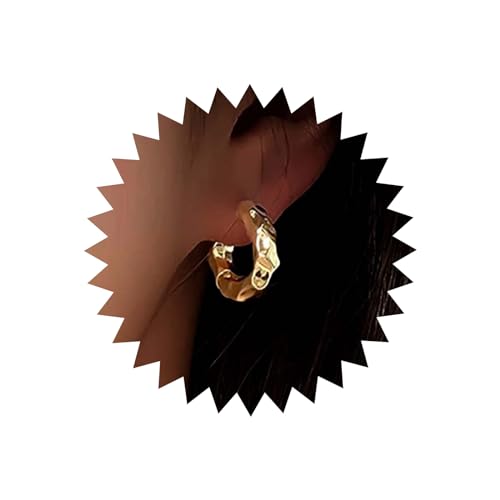 Inateannal Boho Gehämmerte Reifen Ohrringe Gold Dicke Reifen Huggie Ohrringe Hohle Kreis Tropfen Ohrringe Klobige Kreis Ohrstecker Schmuck Für Frauen Und Mädchen von Inateannal