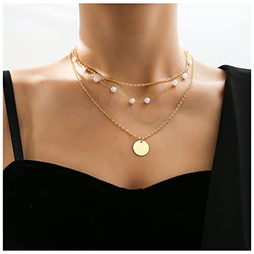 Inateannal Boho Geschichtet Perle Münze Halskette Goldscheibe Anhänger Halskette Perle Choker Halskette Kette Mehrlagige Perlenkette Halskette Schmuck Für Frauen Und Mädchen Inateannal Boho Geschichtet Perle Münze Halskette Goldscheibe Anhänger Halskette Perle Choker Halskette Kette Mehrlagige Perlenkette Halskette Schmuck Für Frauen Und Mädchen von Inateannal