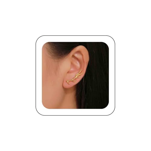Inateannal Boho Geweih Ohrmanschette Ohrring Geweih Ohr Kletterer Ohrringe Gold Baumzweig Geweih Ohrmanschette Ohrringe Geweih Kletterer Krabbler Ohrringe Minimalistisch Geweih Ohrstecker Ohrringe von Inateannal