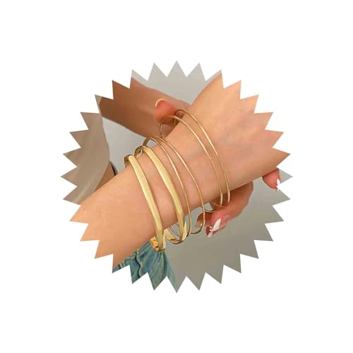 Inateannal Boho Gold Armreif Armband Set Multi Stapeln Breite Armbänder Geschichtet Stapeln Armband Multi Chunky Armband Indisch Bollywood Armbänder Schmuck Für Frauen Und Mädchen von Inateannal