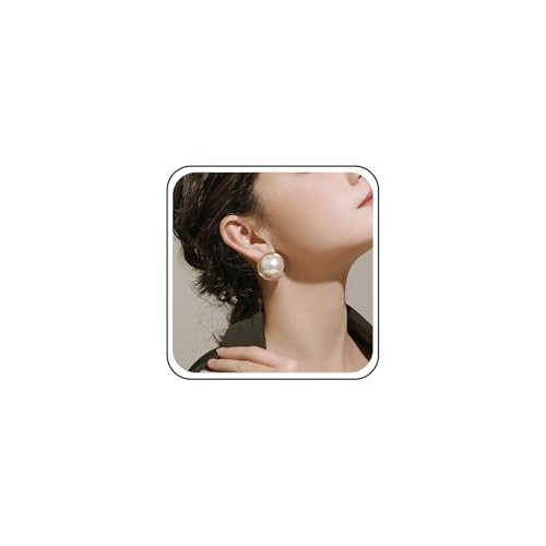 Inateannal Boho Große Perlenohrringe Weiße Perlen Ohrstecker Große Runde Perlen Ohrringe Süßwasserperle Braut Ohrringe Scheibe Perle Tropfen Ohrringe von Inateannal