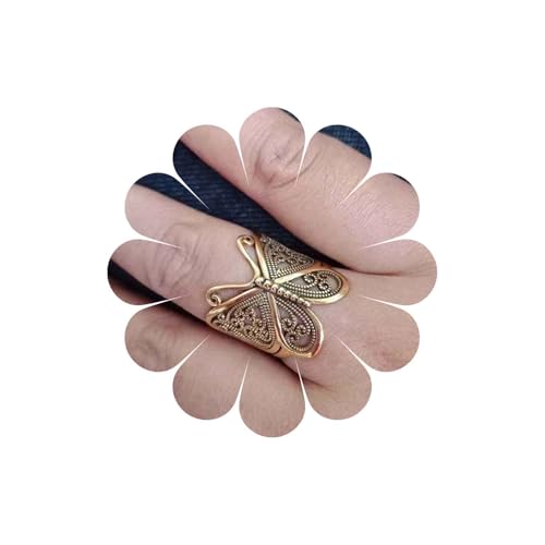 Inateannal Boho Große Schmetterling Ringe Filigrane Schmetterling Finger Ring Gold Verstellbar Knöchel Ringe Vintage Offen Weit Verstellbar Ring Schmuck Für Frauen von Inateannal