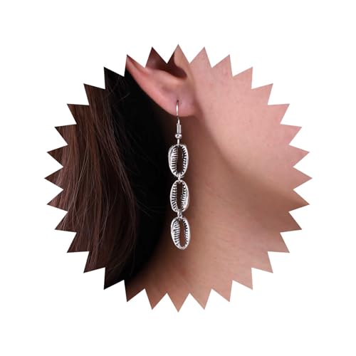 Inateannal Boho Kaurimuschel Ohrringe Silberne Muschel Ohrringe Vintage Muschel Ohrringe Lange Metall Kaurimuschel Ohrringe Schmuck Für Frauen Und Mädchen von Inateannal