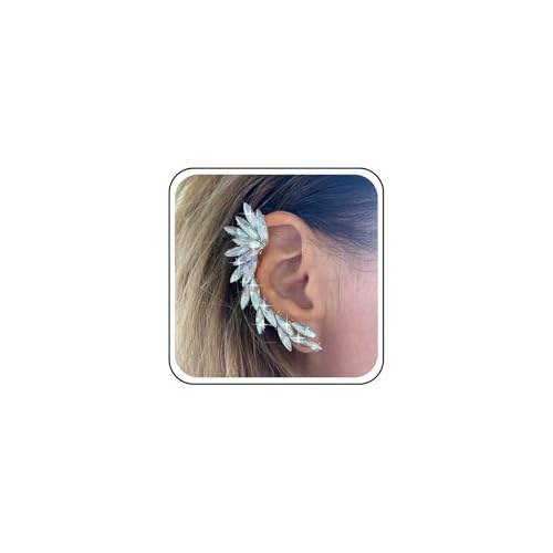 Inateannal Boho Kristall Blatt Ohr Climber Ohrringe Strass Ohr Manschette Crawler Ohrringe Gold Cz Kristall Ohr Klettern Ohrringe Funkelnde Ohr Manschette Clip Auf Wrap Ohrringe von Inateannal