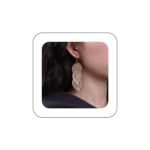 Inateannal Boho Kronleuchter Blatt Ohrringe Gold Hohlen Blatt Baumeln Ohrringe Filigrane Lange Blatt Ohrringe Metall Blatt Haken Ohrringe Vintage Blatt Tropfen Ohrringe Schmuck Für Frauen Und Mädchen von Inateannal