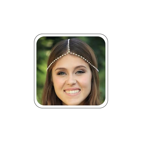 Inateannal Boho Perle Kopfkette Kopfschmuck Perle Perlen Braut Haar Kette Perlen Haar Kopfschmuck Gold Quaste Hochzeit Zubehör Schmuck Für Frauen von Inateannal