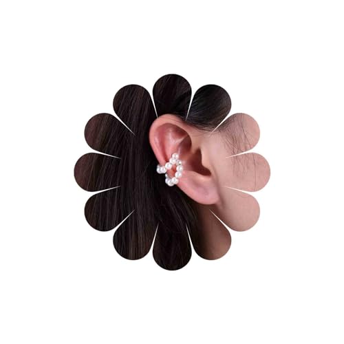 Inateannal Boho Perlenohrringe Weiße Perlenohrringe Perlenmanschette Wickelohrringe Kein Piercing Knorpel Perlenohrringe Perlenbraut Ohrringe Schmuck Für Frauen Mädchen von Inateannal