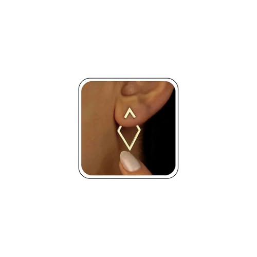 Inateannal Boho Quadratische Ohrmuscheln Ohrringe - Hohl Quadratisch Baumeln Gold Vorne Hinten Ohrstecker - Minimalistisch Geometrisch Rhombus Schmuck Für Frauen von Inateannal