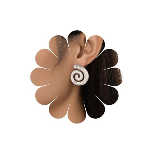 Inateannal Boho Runde Spirale Ohrringe Klobig Silber Spirale Ohrstecker Metall Wirbel Baumeln Ohrringe Aussage Geometrischen Kreis Wirbel Ohrring Schmuck Für Frauen von Inateannal