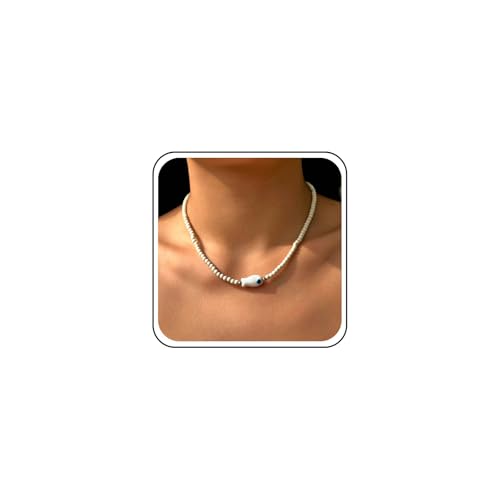 Inateannal Boho Samen Perlen Choker Halskette Weiß Kleine Perlen Halskette Choker Keramik Fisch Anhänger Sommer Strand Perle Kette Schmuck Für Frauen von Inateannal