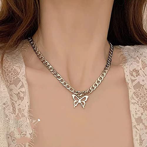 Inateannal Boho Schmetterling Choker Halskette Silber Schmetterling Anhänger Halskette Dünne Figaro Kette Halskette Punk Choker Halskette Schmuck Für Frauen Und Mädchen Geschenke von Inateannal