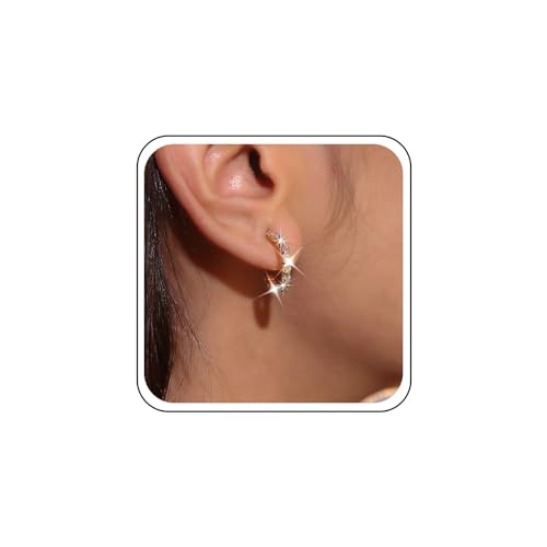 Inateannal Boho Strass Reifen Ohrringe Kristall Offene Reifen Ohrringe Gold C Form Ohrringe Hohlkreis Baumeln Ohrringe Kubischer Zirkonia Reifen Ohrstecker Schmuck Für Frauen Und Mädchen von Inateannal