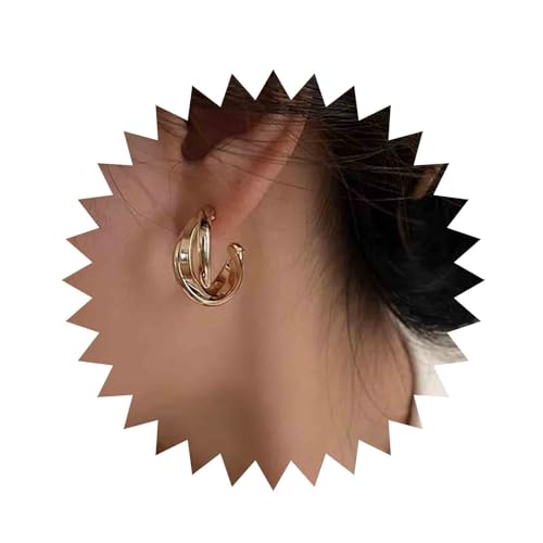 Inateannal Boho Twist Kreis Creolen goldfarben klobige gedrehte Ohrringe gedrehte Creolen Huggie Ohrringe hohle Twist Creolen Tropfenohrringe Schmuck für Frauen und Mädchen von Inateannal