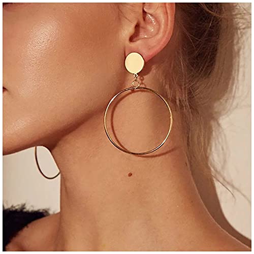 Inateannal Boho Übertriebene Kreis Creolen großer Kreis Creolen geometrischer runder Kreis Münze Ohrstecker Gold offener Kreis Schmuck für Frauen und Mädchen von Inateannal