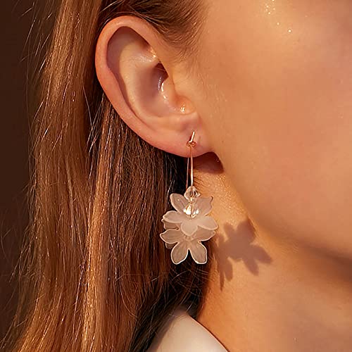 Inateannal Boho Weiße Blume Baumeln Ohrringe Gold Große Kreise Reifen Ohrringe Kristall Tropfen Ohrringe Hochzeit Strass Ohrringe Braut Ohrringe Schmuck Für Frauen Und Mädchen von Inateannal